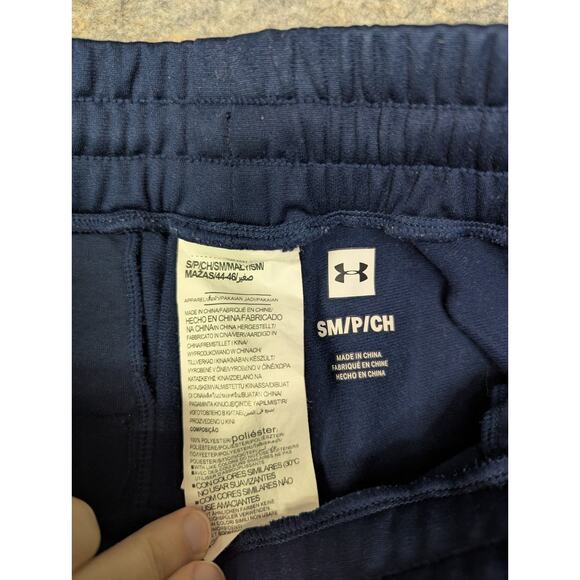 Under Armour Pants Men's Small Navy UA Tricot Track Zip Ankle Athletic 1330615 - Picture 4 of 9